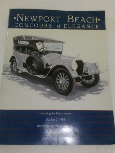 Newport Beach Concours d'Elegance 1988 Booklet and 12 Month Calendar Pierce Arro