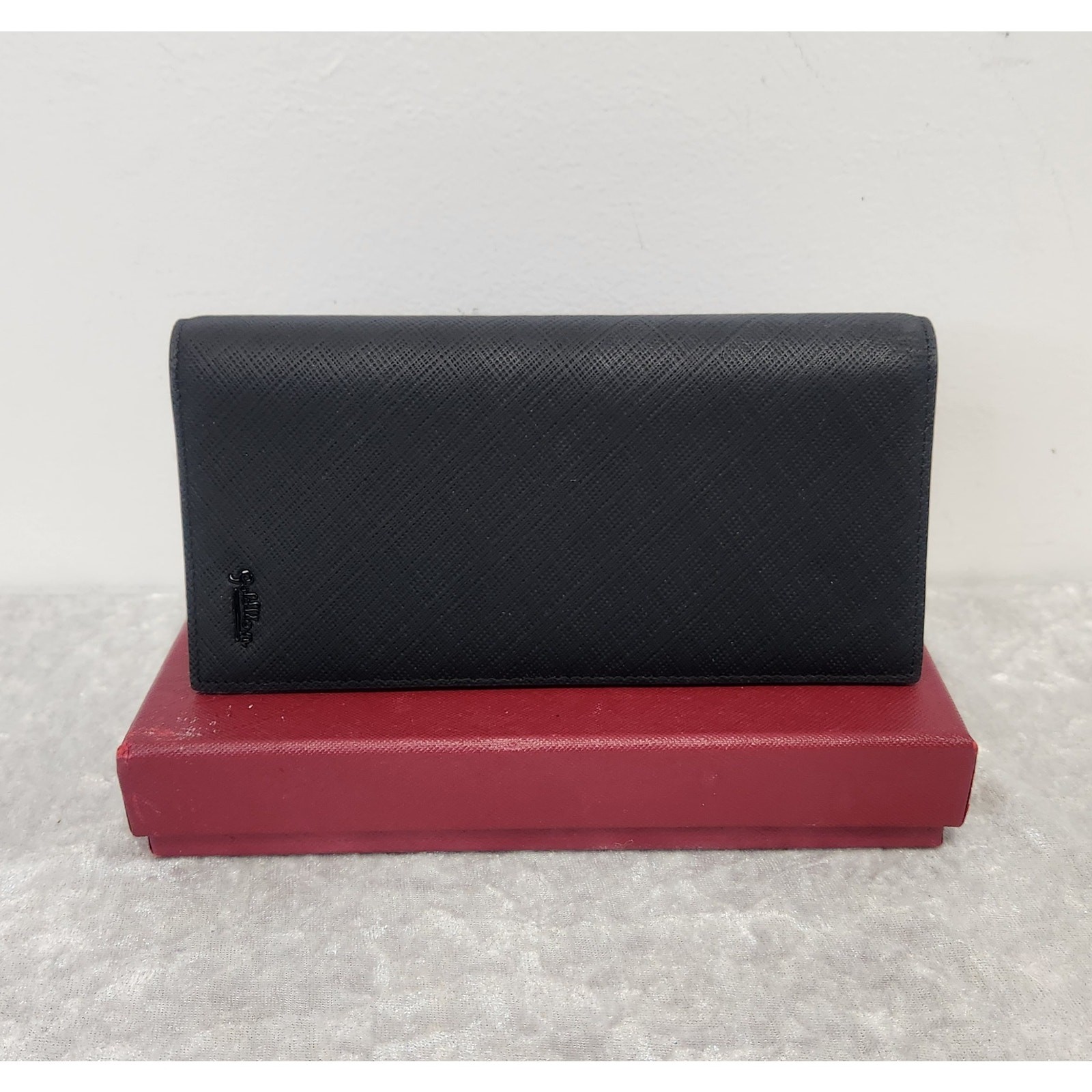 NWT Goldlion Mens Black Soft Lambskin Leather Long Bi-Fold Wallet