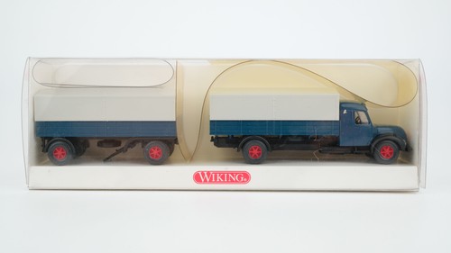 Wiking H0 8550332 Magirus S 7500 tren de carga plataforma gris gasolina | Zustand: Gebraucht