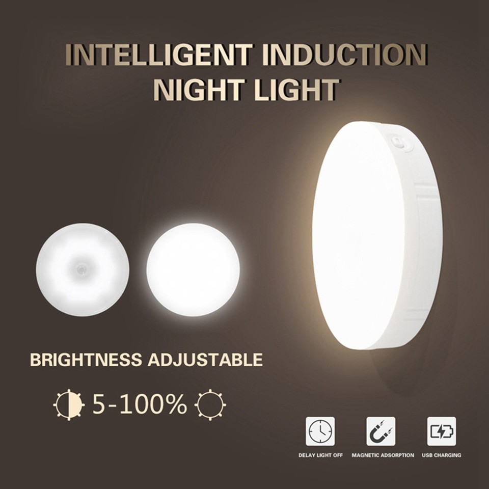 Veilleuse LED Avec Détecteur De Mouvement PIR - Rechargeable USB, Blanc, SODIAL