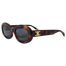 Celine Triomphe CL40194U53A Havana  Black Oval Women's Sunglasses Gold With Box