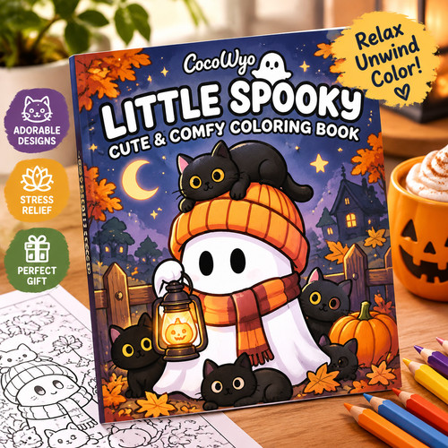 Little Spooky Colouring Book Adults Teens Relaxing Mindfulness Halloween