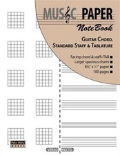 MUSIC PAPER Not - Guitar Chord, Standard Staff Tablature, Brand New, Free s...