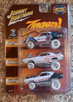 JOHNNY LIGHTNING CS CUSTOMS SHELBY GT, CHALLENGER, CAMARO ZINGER WHITE LIGHTNING