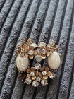 Unsigned MIRIAM Haskell Gold Tone Pearl & Rhinestone Brooch