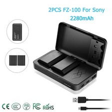 2PACK NP-FZ100 Replacement Battery, 2280mAh A7iii Battery for Sony A7 III, A7R