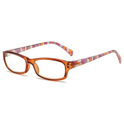 Pattern Print Anti Blue Light Reading Glasses Rectangle Spring Hinges Eyeglasses