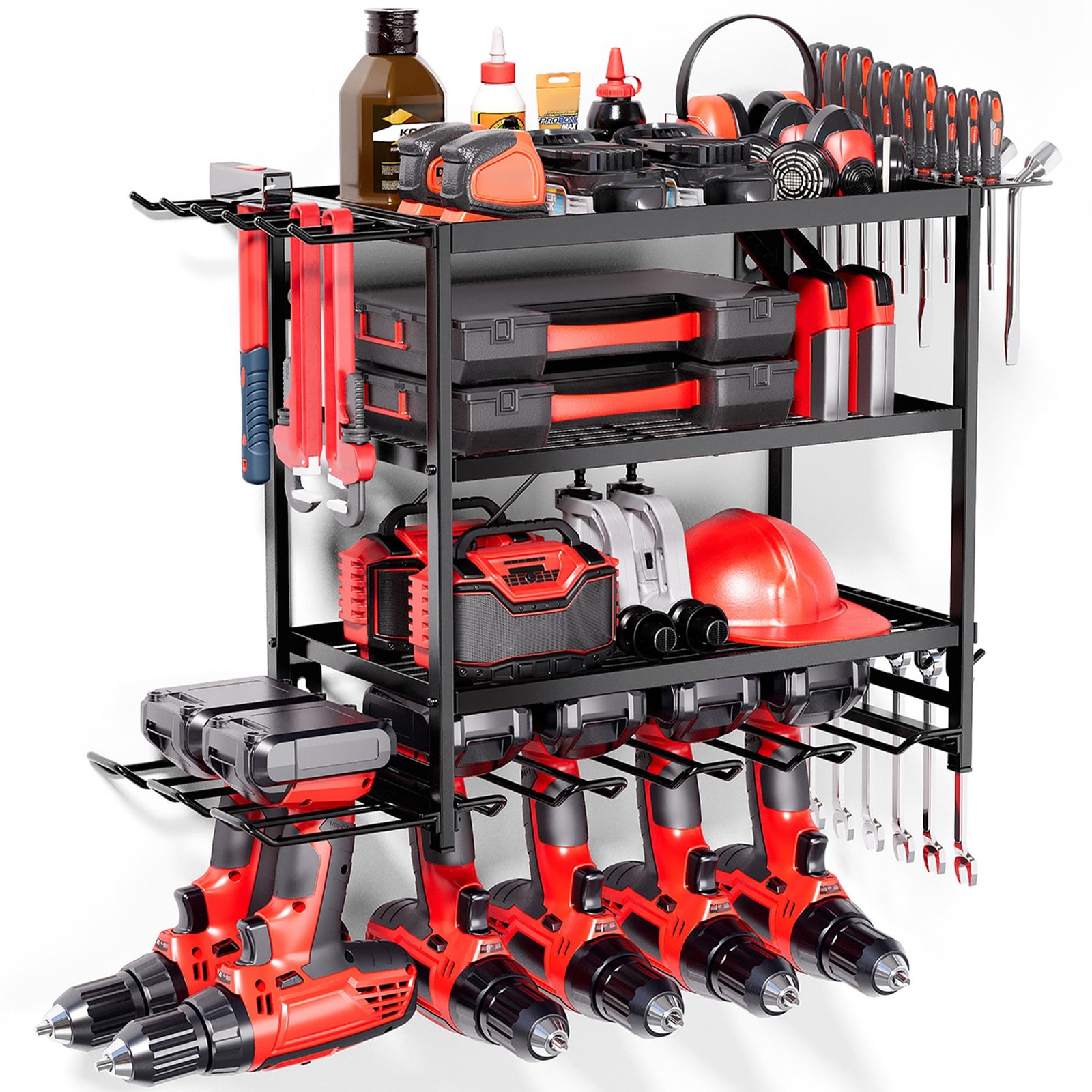 Heavy Duty Wall Mount Metal Power Tool Organizer Storage Rack for Drills