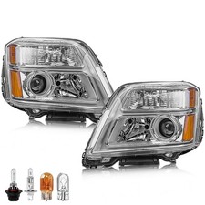 Headlight Assembly Compatible with GMC Terrain Chrome Housing Amber Reflector