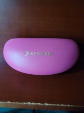 Juicy Couture Hot Pink Clamshell Sunglasses Case Faux Leather Logo Hinged Bright