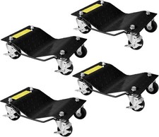 4PCS Heavy Duty Tyre Wheel Dolly 2.7 Ton Car Skates Mover with Brake Garage Tool