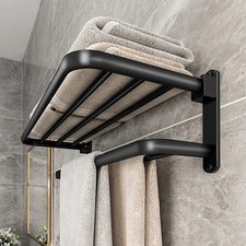 Towel Holder with 2 Bars Wall Mounted,Self Adhesive Rail,Aluminum Rack For Bath