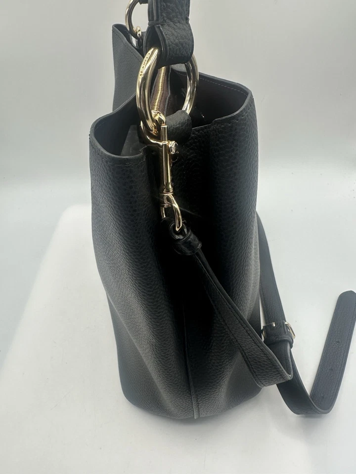 COACH Town Bucket Bag Black Leather Satchel Convertible Shoulder Bag 91122. READ - Image 4 of 4