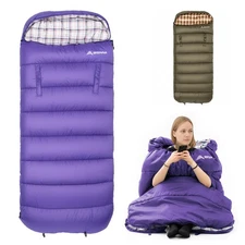 Flannel XXL Sleeping Bag (90.55"x39.37") Wearable Sleeping Bag for Alults 3 S...