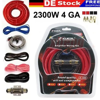 4 AWG Kabel Set Auto Kabel Satz für Endstufe Verstärker RCA Subwoofer 2300 W