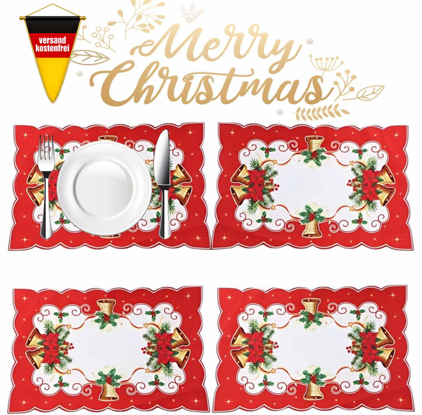 4Er-Set Weihnachts-Tischsets, Feiertags-Tischsets, Abwaschbar, FüR KüChe, Esstis-image