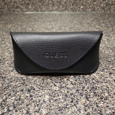 GUESS Black Faux Pebbled Soft Eyeglasses Case Magnetic Snap Logo Replacement