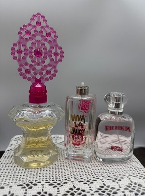 3 Perfume Bottles - True Religion Hippie Chic - Betsey Johnson - Viva La Juicy