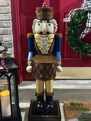 EXTRA LARGE 3.5 FT VTG Handpainted Standing Christmas Nutcracker Soldier w/Drum
