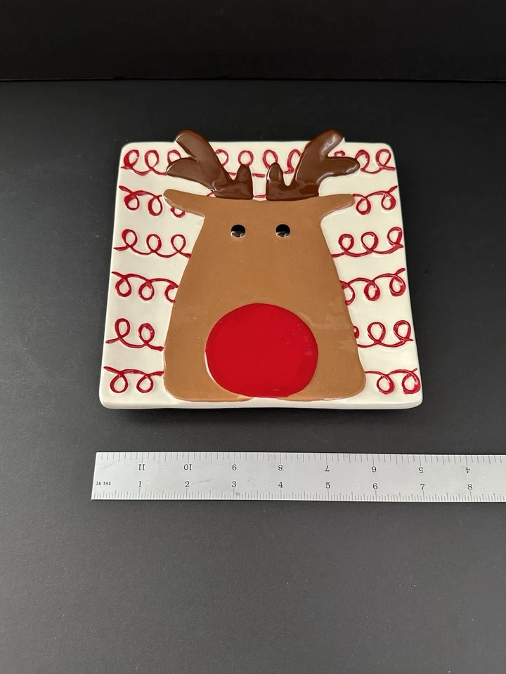 泥派品牌圣诞鲁道夫红鼻子驯鹿甜点/糖果盘/板 — 第 4/4 张图片