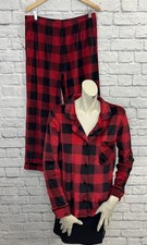 JOYSPUN WOMEN'S 2 PIECE BLACK  RED CHECKED PRINT PAJAMAS SET SIZE L