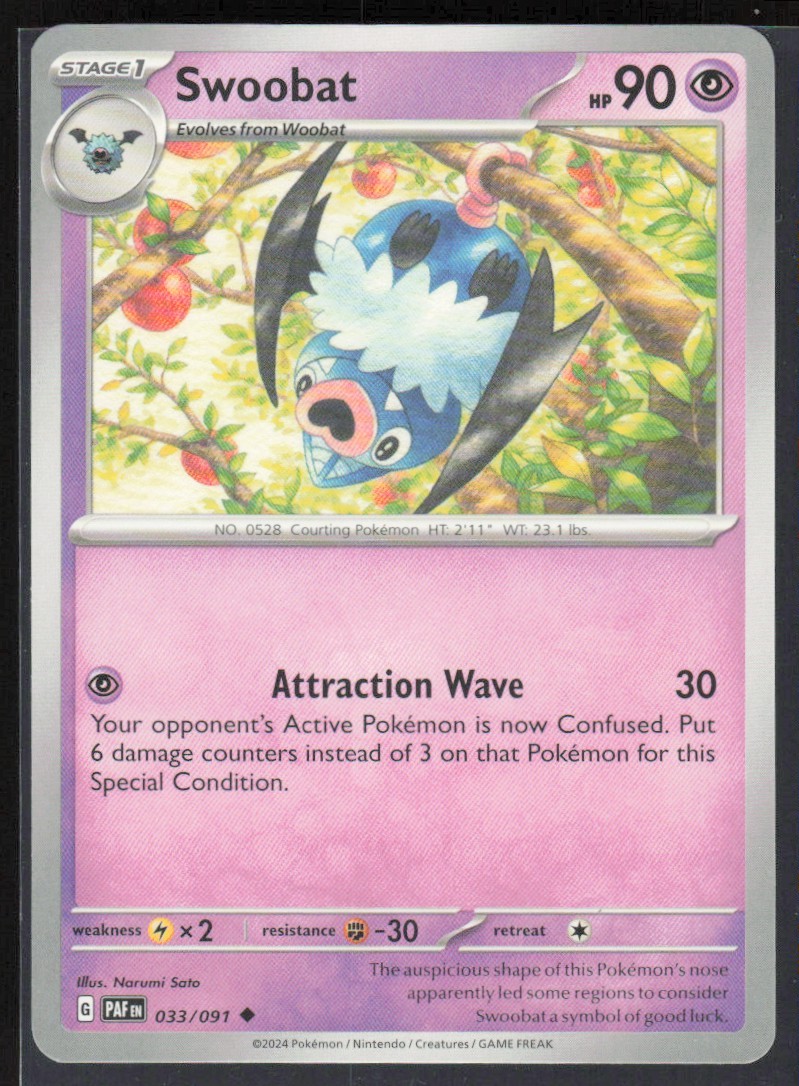 2024 Scarlet & Violet Series - Paldean Fates Swoobat Uncommon #33