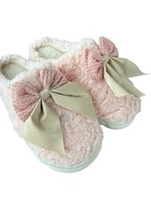 Unbranded Cozy Fuzzy Slippers Bow Size 9-10 40-41