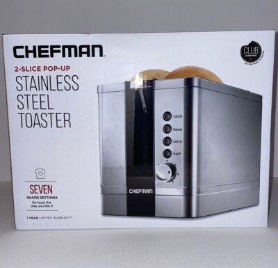 Chefman 2 Slice Toaster with Extra Wide Slots Bagels Waffles Bread Tart Hambu...