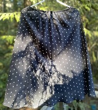 Vintage long Black Skirt White Polka Dot Size 12 Retro