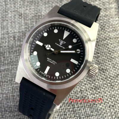 Tandorio 38mm Automatic Men Watch PT5000 NH35 20BAR Brushed Case Lume Black Dial