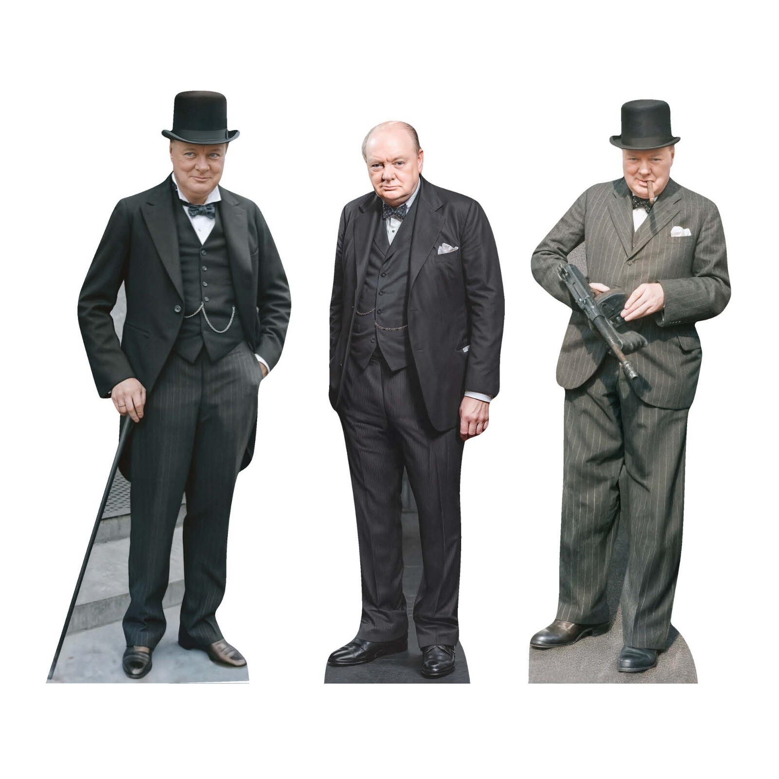 Winston Churchill Table Top Cardboard Cutouts Party Pack of 3 Desk Standees 31cm