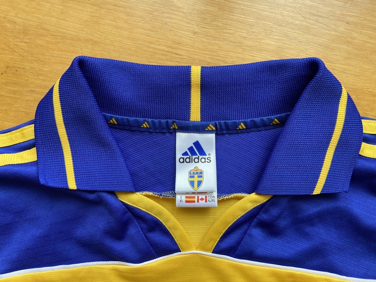 SWEDEN 2000 2002 HOME FOOTBALL SHIRT SOCCER JERSEY ADIDAS sz XL