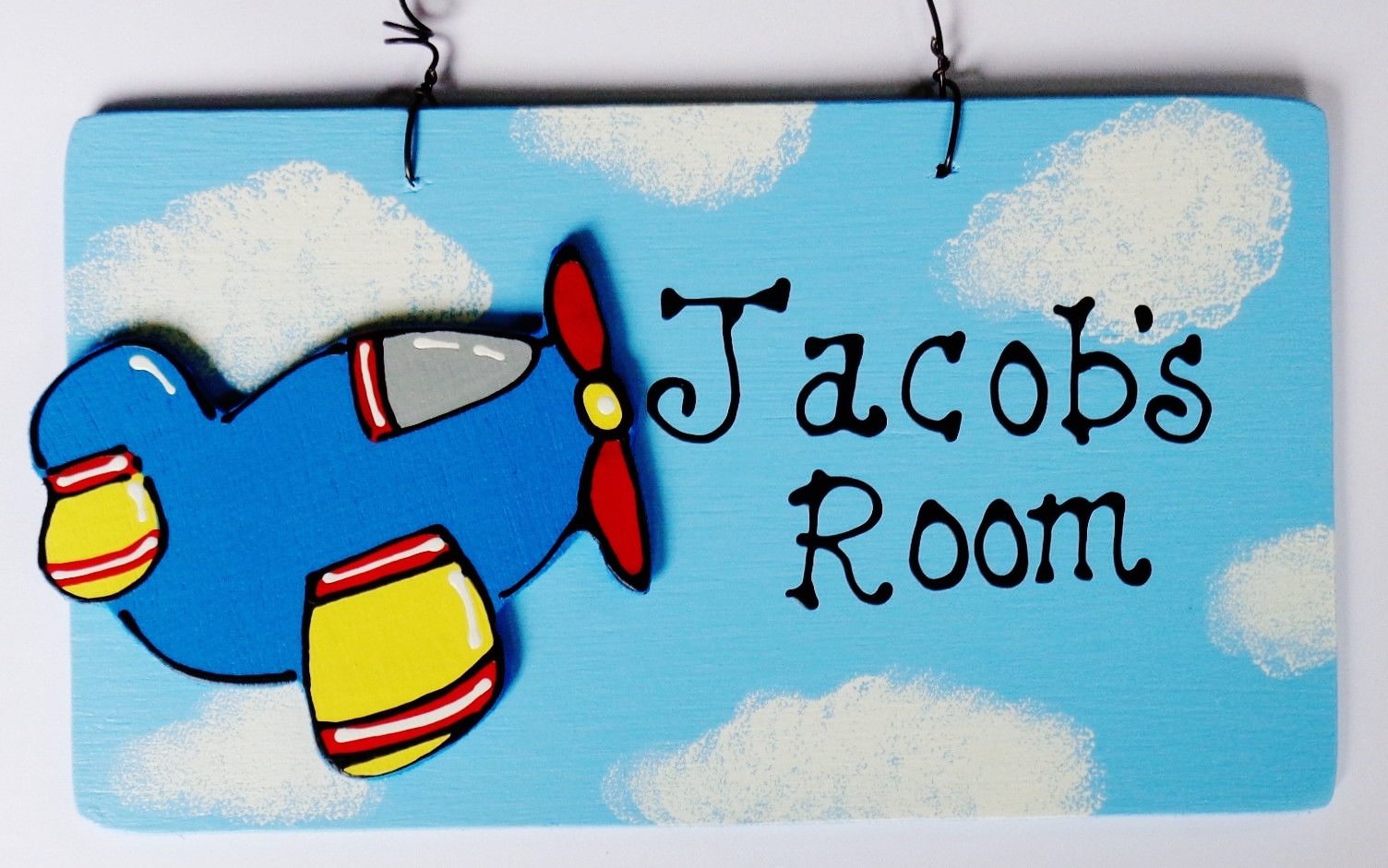 Personalize AIRPLANE Room Name SIGN Wall Hanging Kid's Door Plaque Bedroom Decor