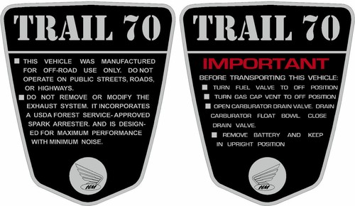 Calcomanías de cuadro CT70 Trail CT70 KO, juego completo - Imagen 3 de 4