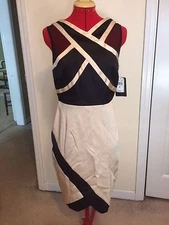 Jax Crisscross Sheath Dress - Gold/Black - Size 10 - NWT