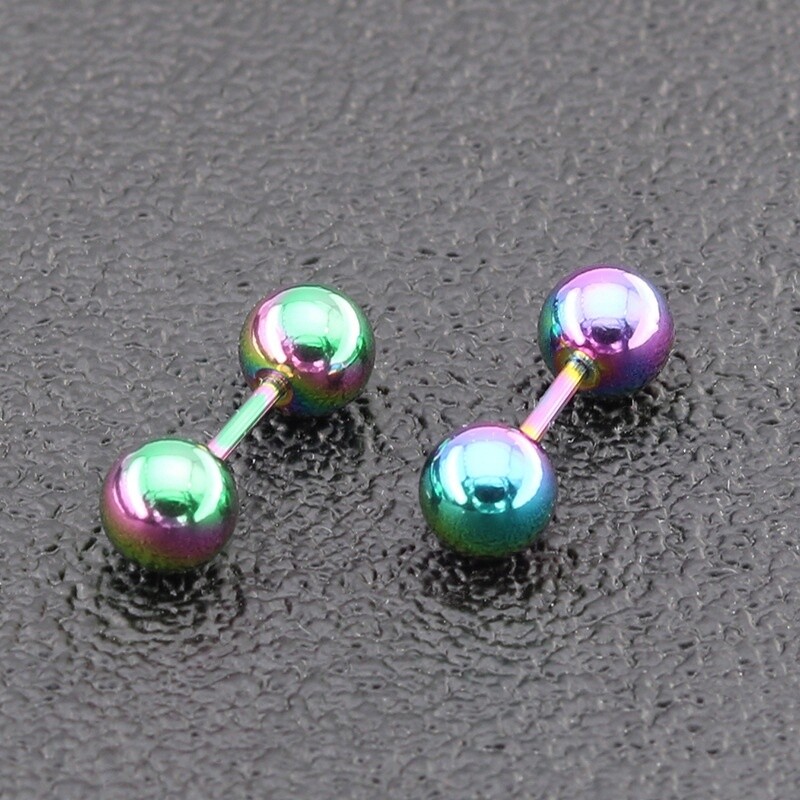 2-Piece Stainless Steel Barbell Earrings – Ball End Studs For Rook, Daith, Tragus, Cartilage Piercings