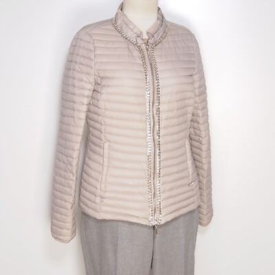 Liu JO Down Jacket Puffer Beige Polyester Feather Filling Womens Size 46IT 10US