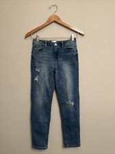 NEW So Jeans Girls Blue Skinny Leg Stretch Denim Faded Distressed Adjustable 12