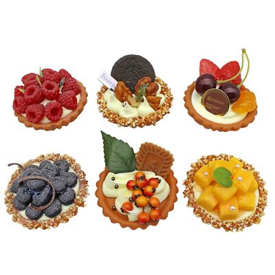 6PCS Artificial Egg Tart Models Imitation Faux Fruit Cake Dessert Simulated F...