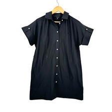 Madewell Collared Button-Front Mini Shirtdress black 90s sz XS