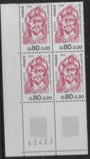 1976 timbre Monnet sully bloc de 4 bord de page N° 1882 neuf **