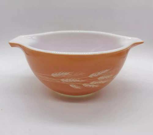 Vintage Pyrex 6" "Autumn Harvest" Wheat Sheaf Pattern Mixing Bowl, #441