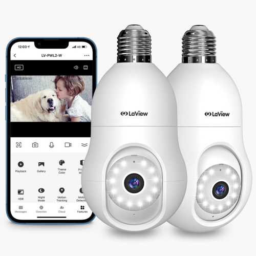 Laview 4MP Bulb Security Camera 2.4Ghz,360° 2K Security Cameras Wireless  - Afbeelding 1 van 12