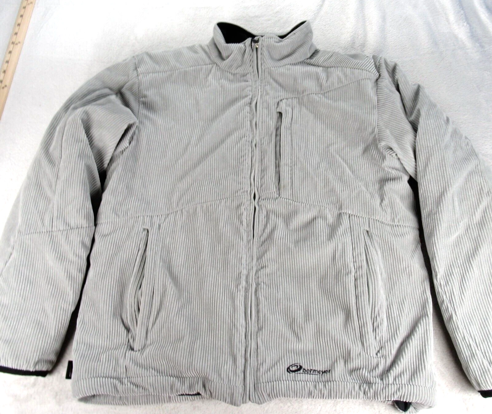 Obermeyer Jacket Mens Medium Off White Zip Pockets Insulated Corduroy Full Zip