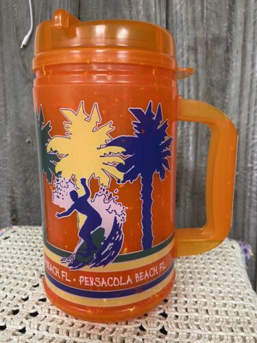 Pensacola Beach Florida Drinking Whirley Soda Pop Mug Cup w/ Lid 32oz New - Afbeelding 1 van 10