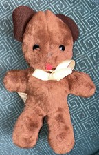Plush Brown Teddy Bear Black Eyes W/ Red Tongue Knickerbocker Plush Toy Vintage