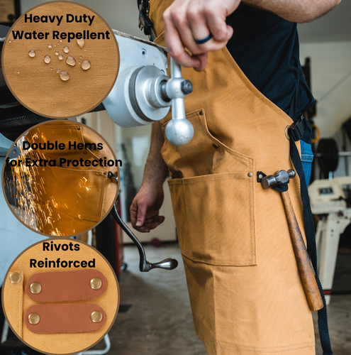 WHITEDUCK Men Apron 24oz Waxed Canvas Work Apron Scratch, Stain - Picture 51 of 71
