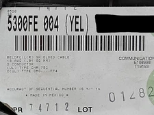 Belden 5300FE 18/2C Shielded Twisted Audio/Speaker/Alarm Cable CMR Yellow /100ft