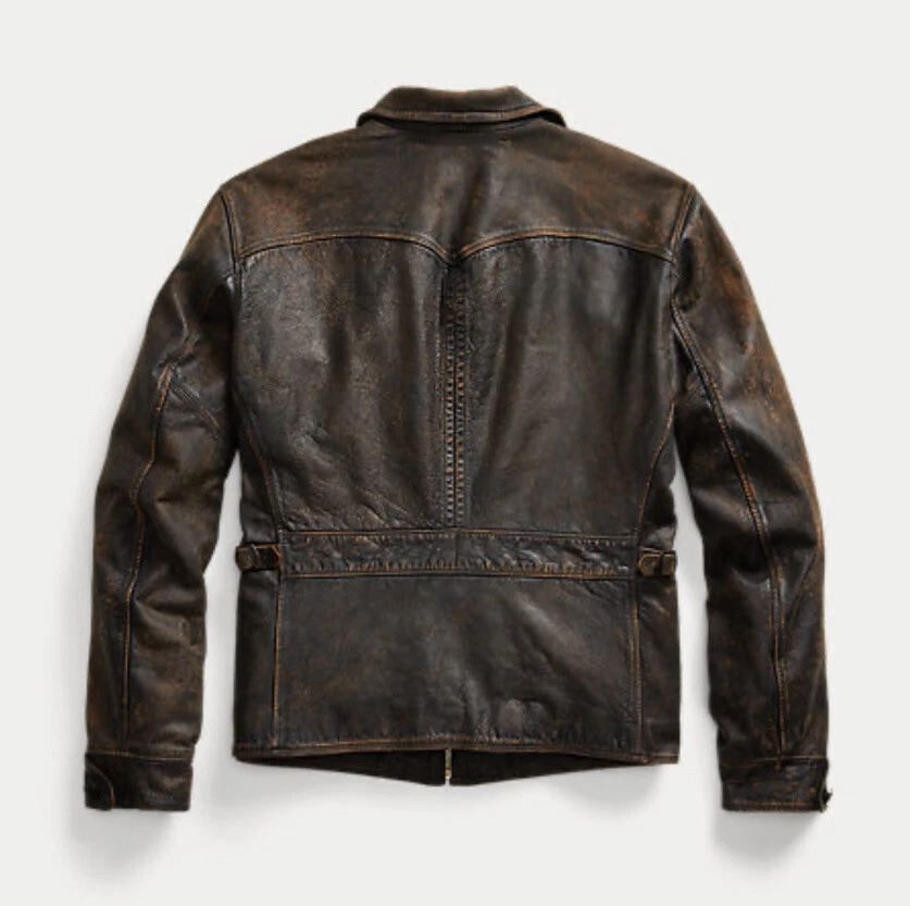 RRL Double RL Ralph Lauren Black Over Brown Leather Vintage Jacket