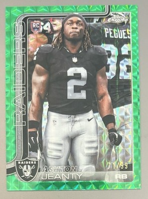 Topps Chrome 2025 Ashton Jeanty Green Geometric Refractor SP /99 Raiders RC #322